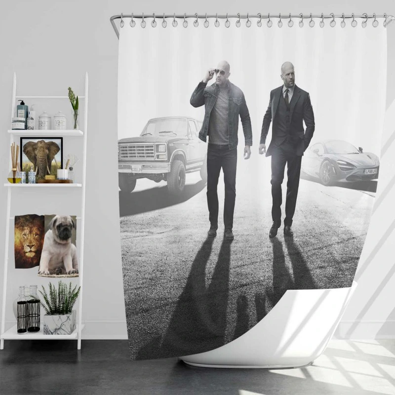 Jason Statham Dwayne Johnson In Fast & Furious Movie Bath Shower Curtain