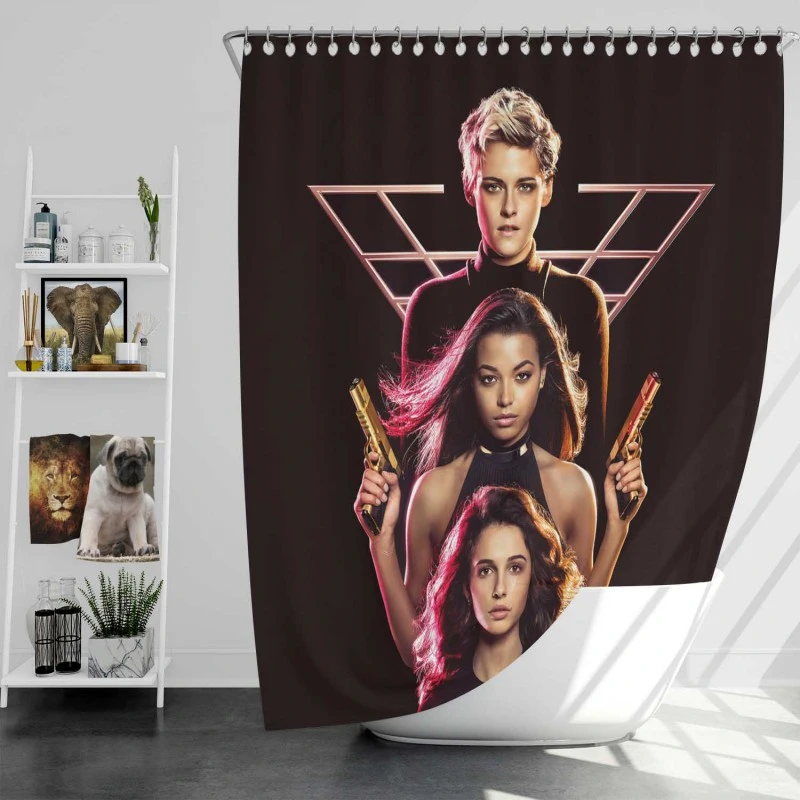 Charlies Angels Kristen Stewart Naomi Scott Ella Balinska Bath Shower Curtain