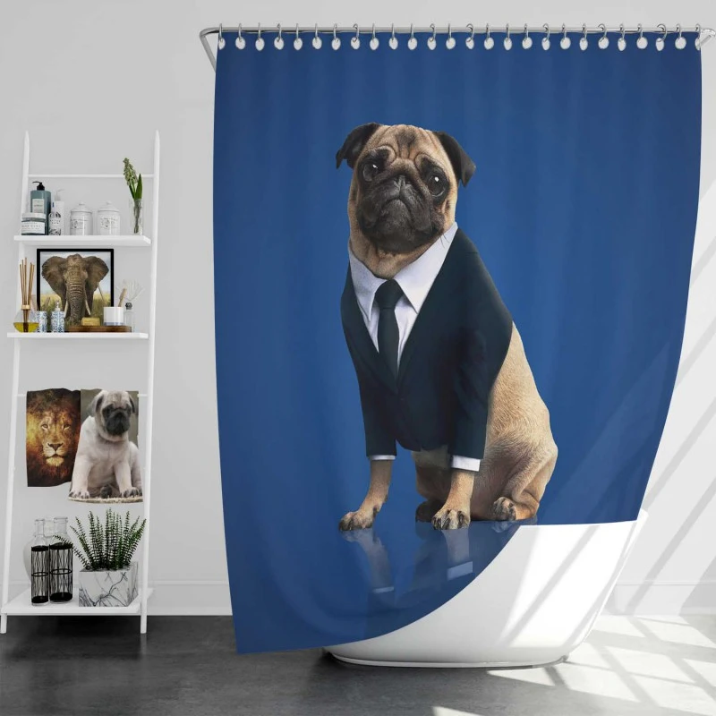 Frank The Pug Men In Black International Movie Bath Shower Curtain