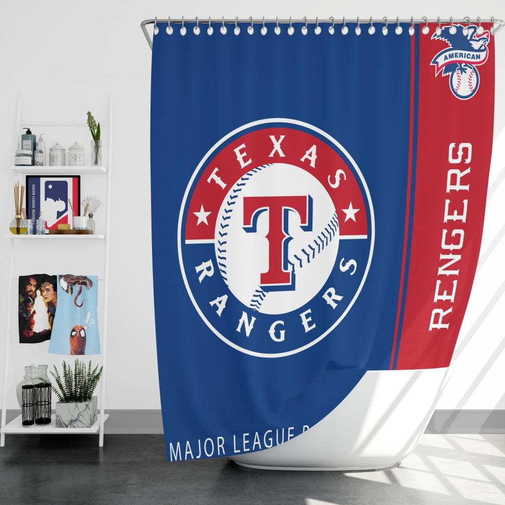 Texas Rangers Mlb Baseball American League Bath Shower Curtain