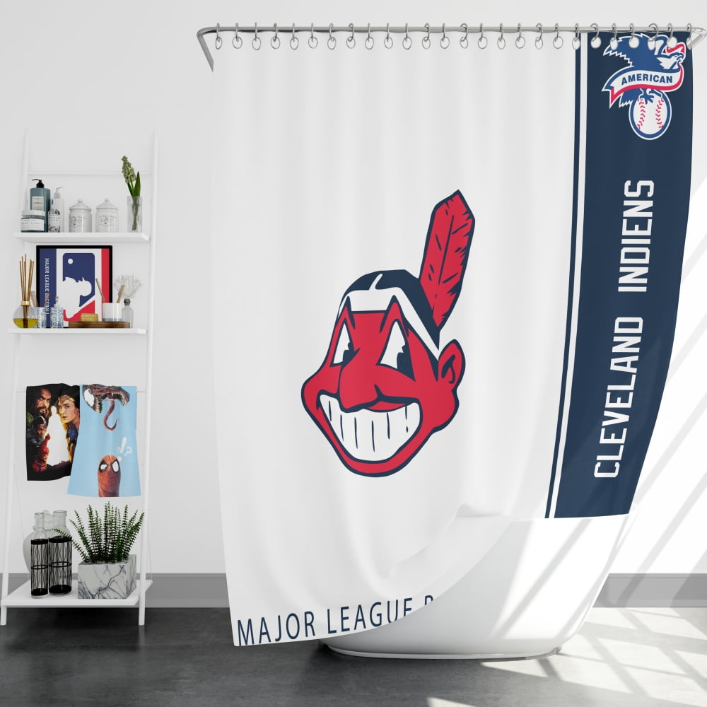 Cleveland Indians Mlb Baseball American League Bath Shower Curtain