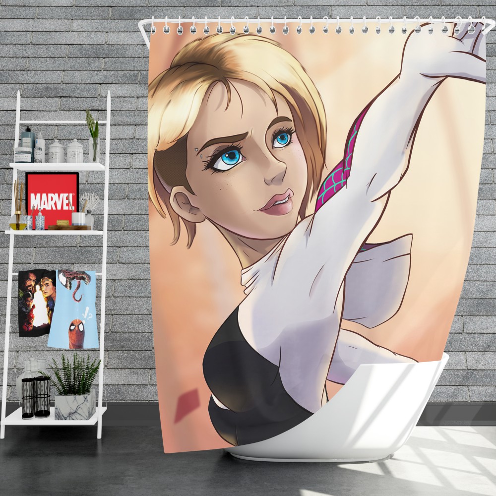 Spider-Man Into The Spider-Verse Movie Spider-Gwen Shower Curtain