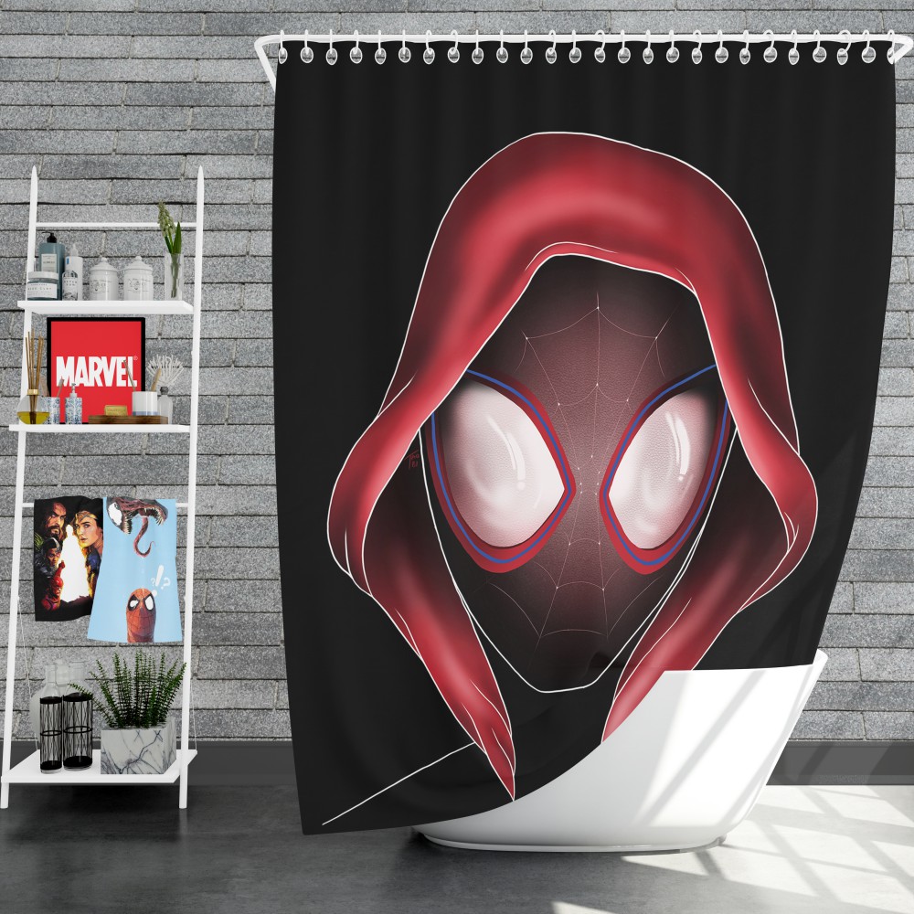 Spider-Man Into The Spider-Verse Movie Miles Morales Mcu Shower Curtain