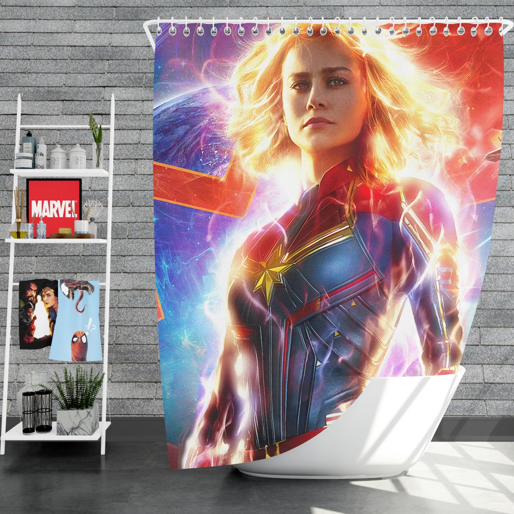 Captain Marvel Movie Brie Larson Mcu Shower Curtain