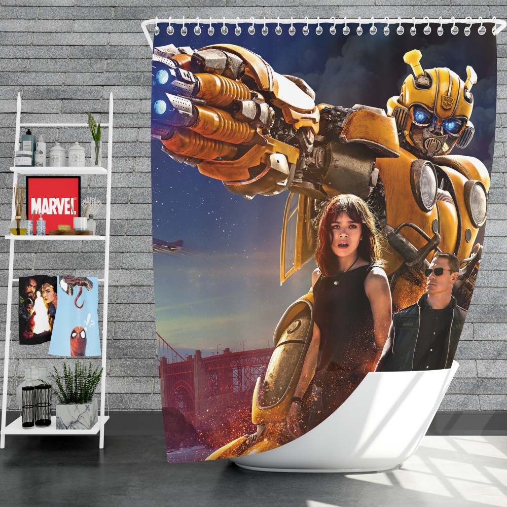Bumblebee Movie Transformers Hailee Steinfeld John Cena Shower Curtain