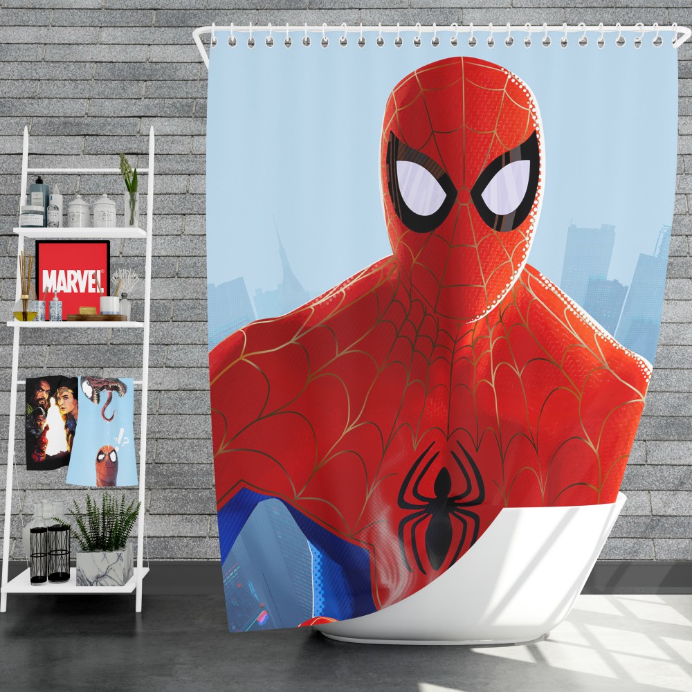 Spider-Man Into The Spider-Verse Movie Mcu Shower Curtain