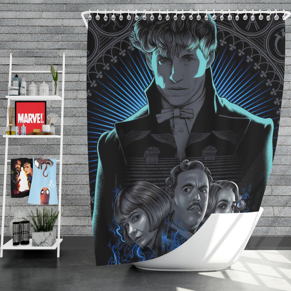 Fantastic Beasts The Crimes Of Grindelwald Movie Eddie Redmayne Katherine Waterston Shower Curtain