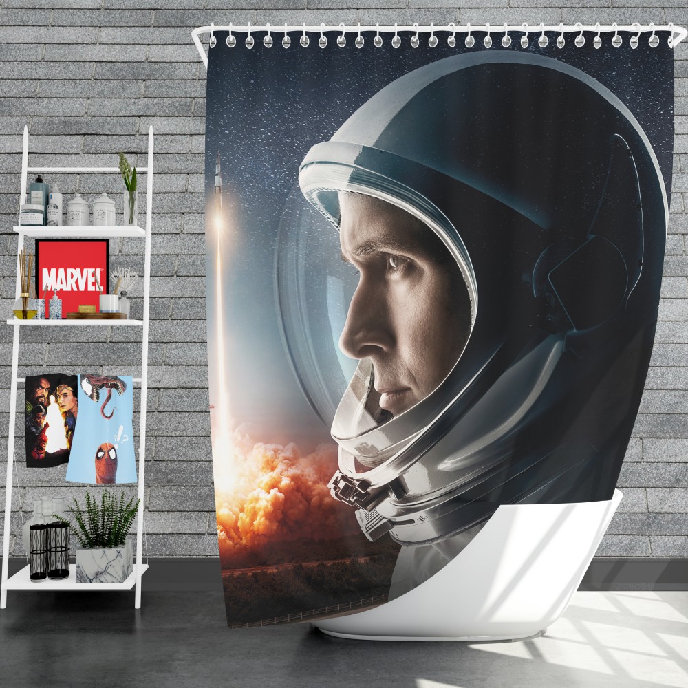 First Man Movie Astronaut Ryan Gosling Shower Curtain