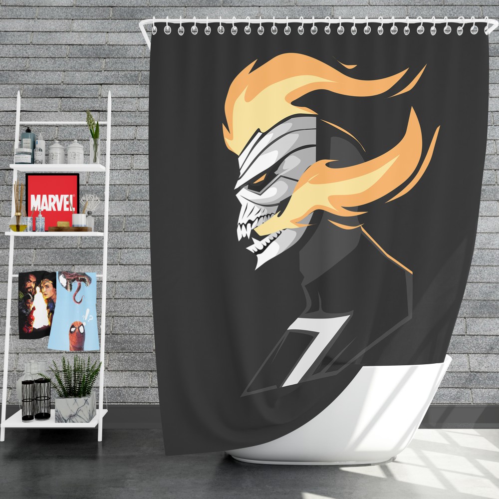 Ghost Rider Movie Fire Minimalist Skull Teeth Shower Curtain