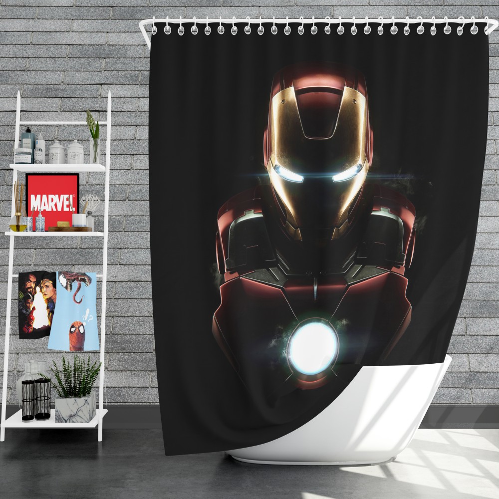 Iron Man Movie Marvel Mcu Super Hero Shield Shower Curtain