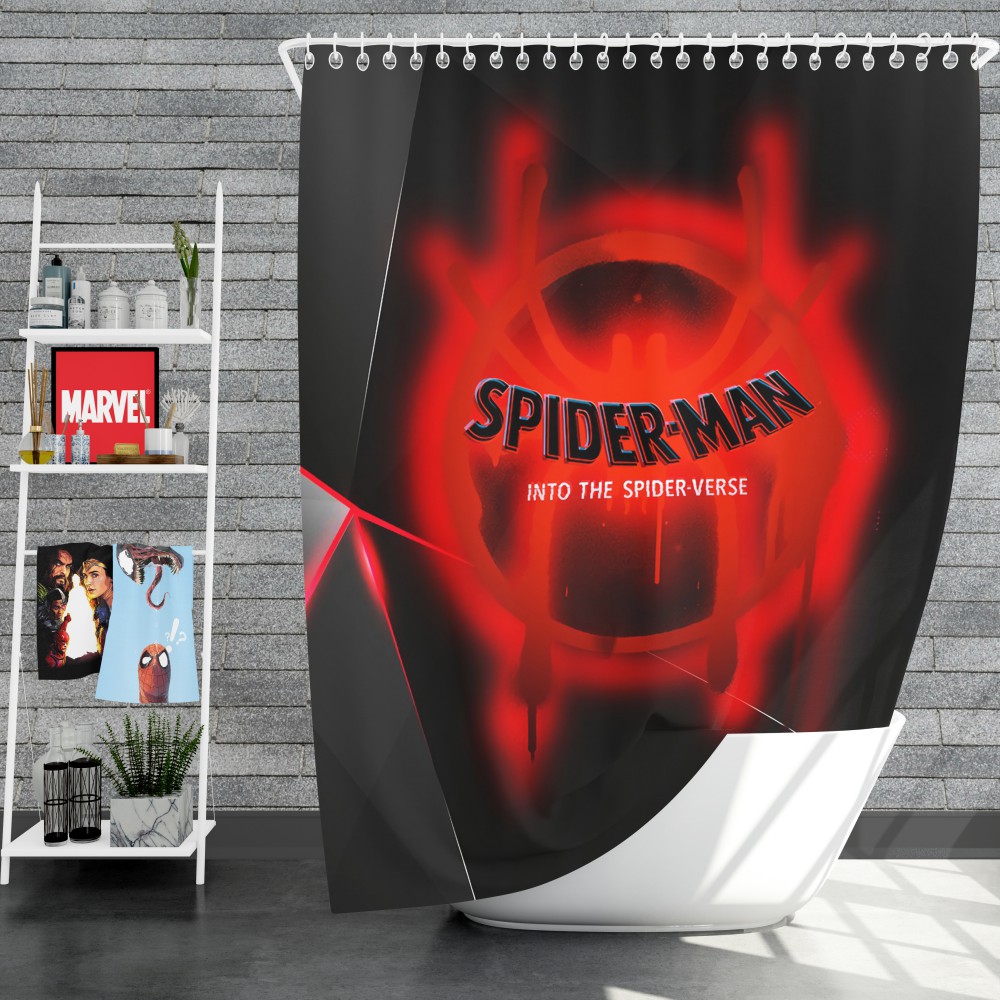 Spider-Man Into The Spider-Verse Movie Marvel Mcu Universe Shower Curtain