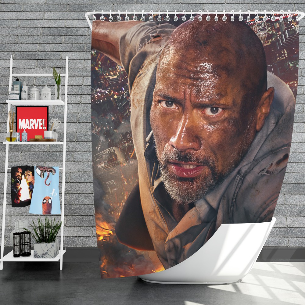 Skyscraper Movie Dwayne Johnson Shower Curtain
