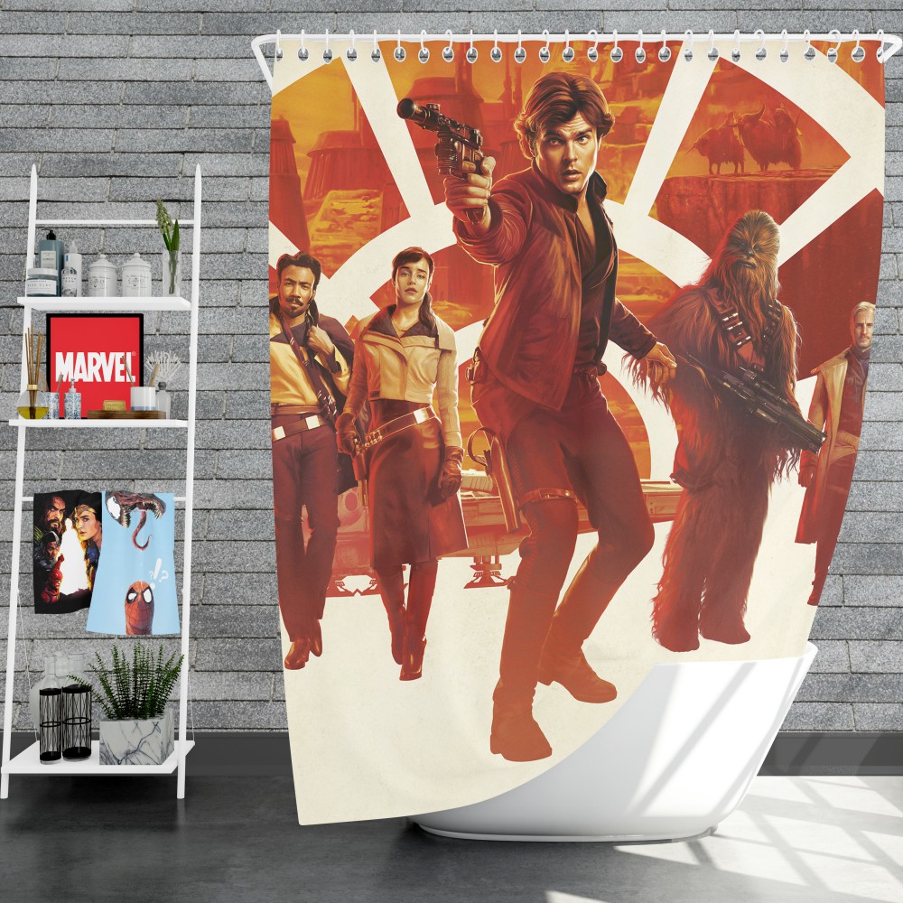 Solo A Star Wars Story Movie Alden Ehrenreich Chewbacca Emilia Clarke Han Solo Qira Shower Curtain