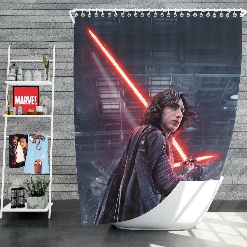 Star Wars The Last Jedi Movie Adam Driver Kylo Ren Shower Curtain