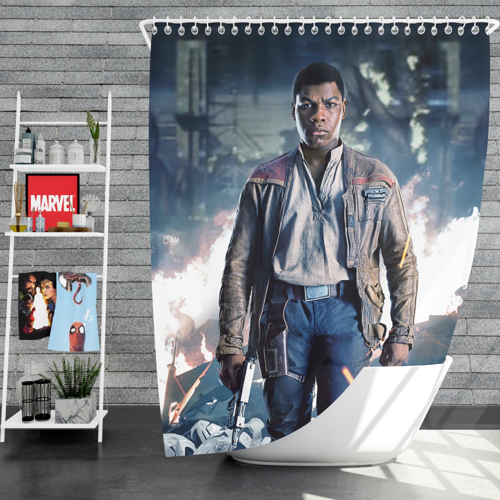 Star Wars The Last Jedi Movie Finn John Boyega Shower Curtain