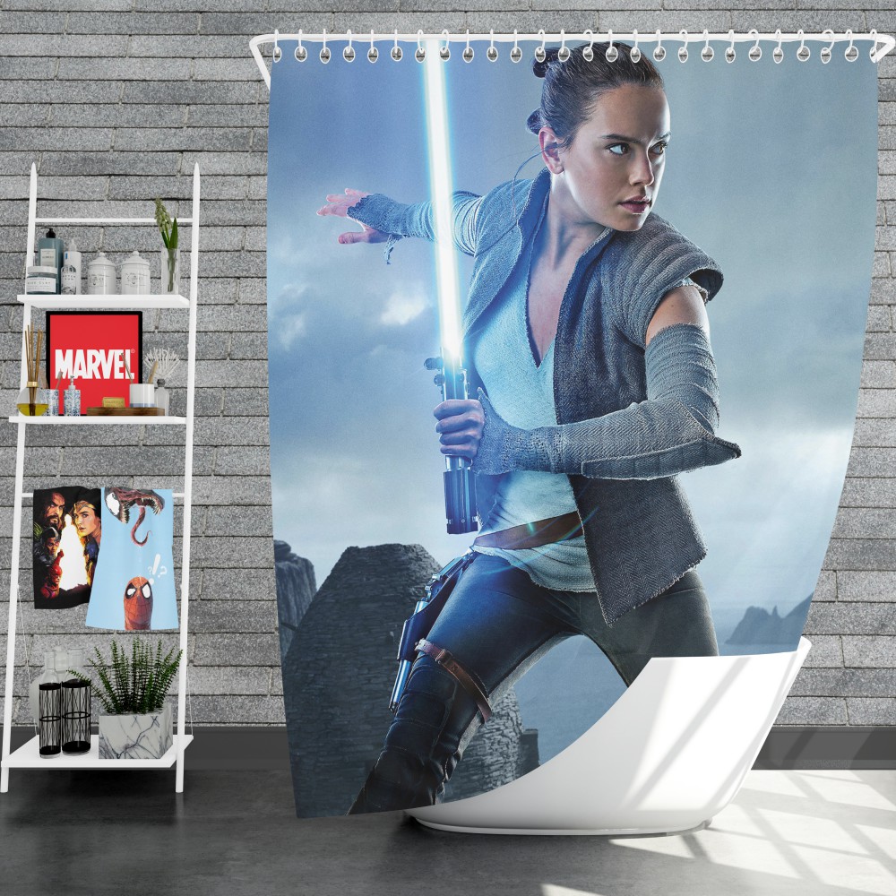 Star Wars The Last Jedi Movie Daisy Ridley Jedi Rey Star Wars Shower Curtain