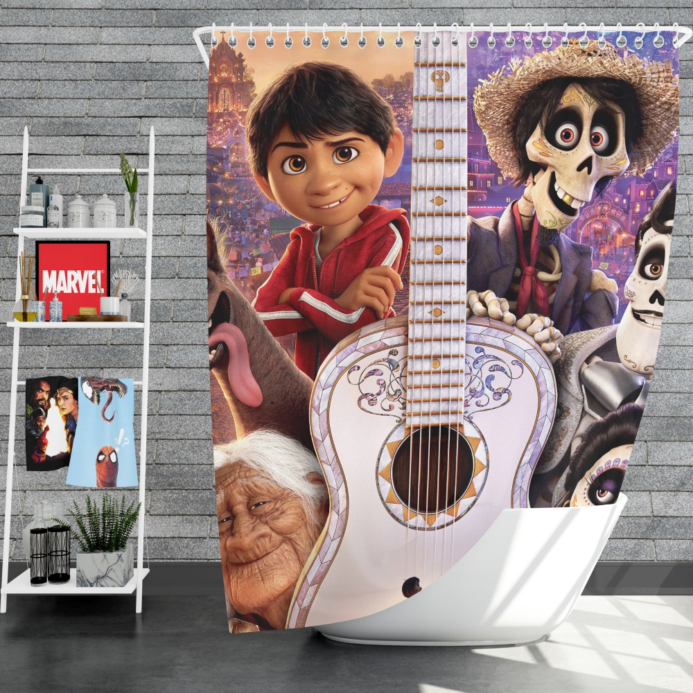 Coco Movie Dante Day Of The Dead Ernesto De La Cruz Guitar Shower Curtain