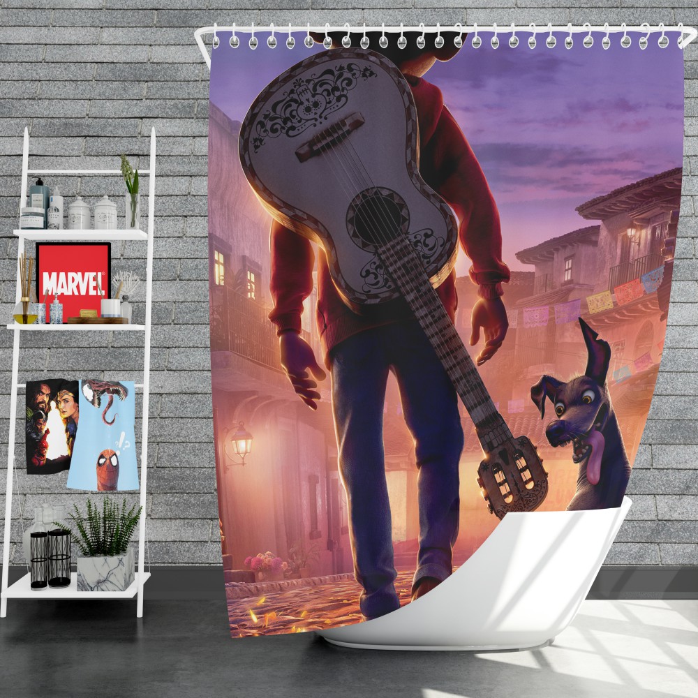 Coco Movie Dante Guitar Miguel Rivera Shower Curtain