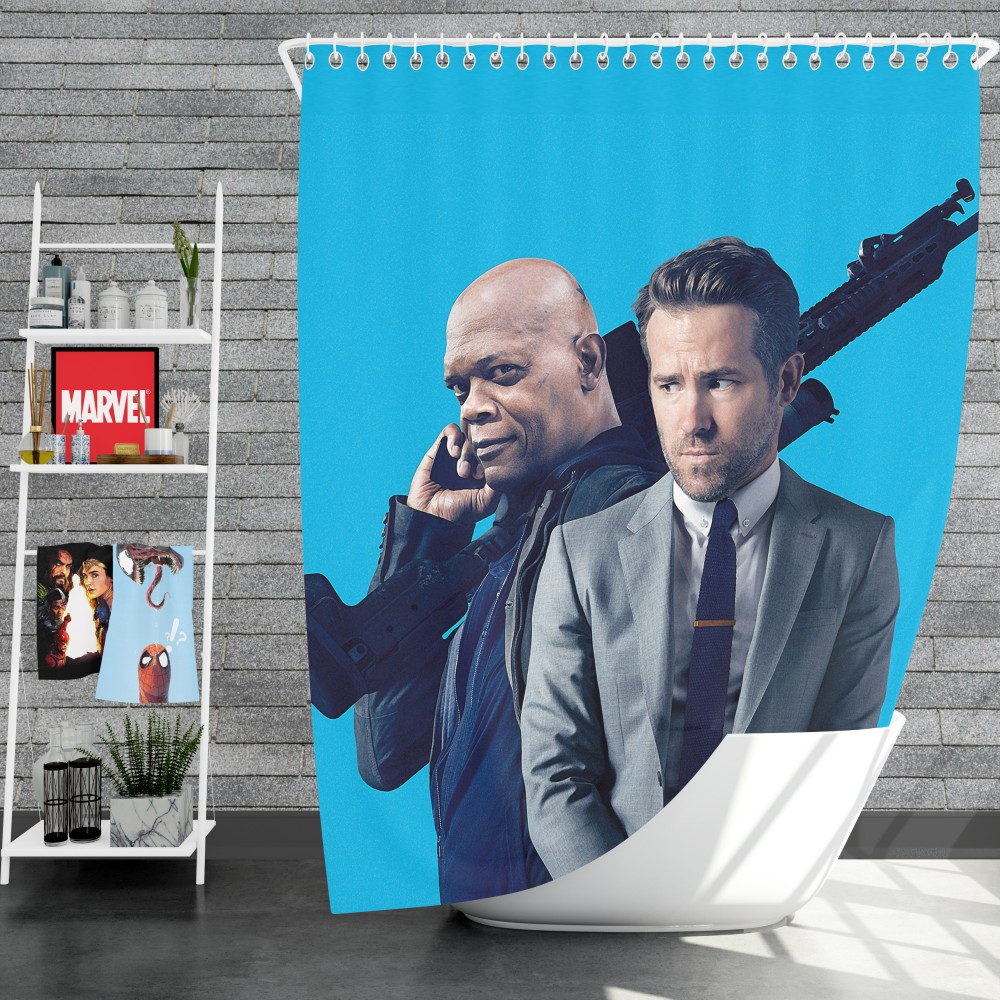 The Hitmans Bodyguard Movie Ryan Reynolds Samuel L Jackson Shower Curtain
