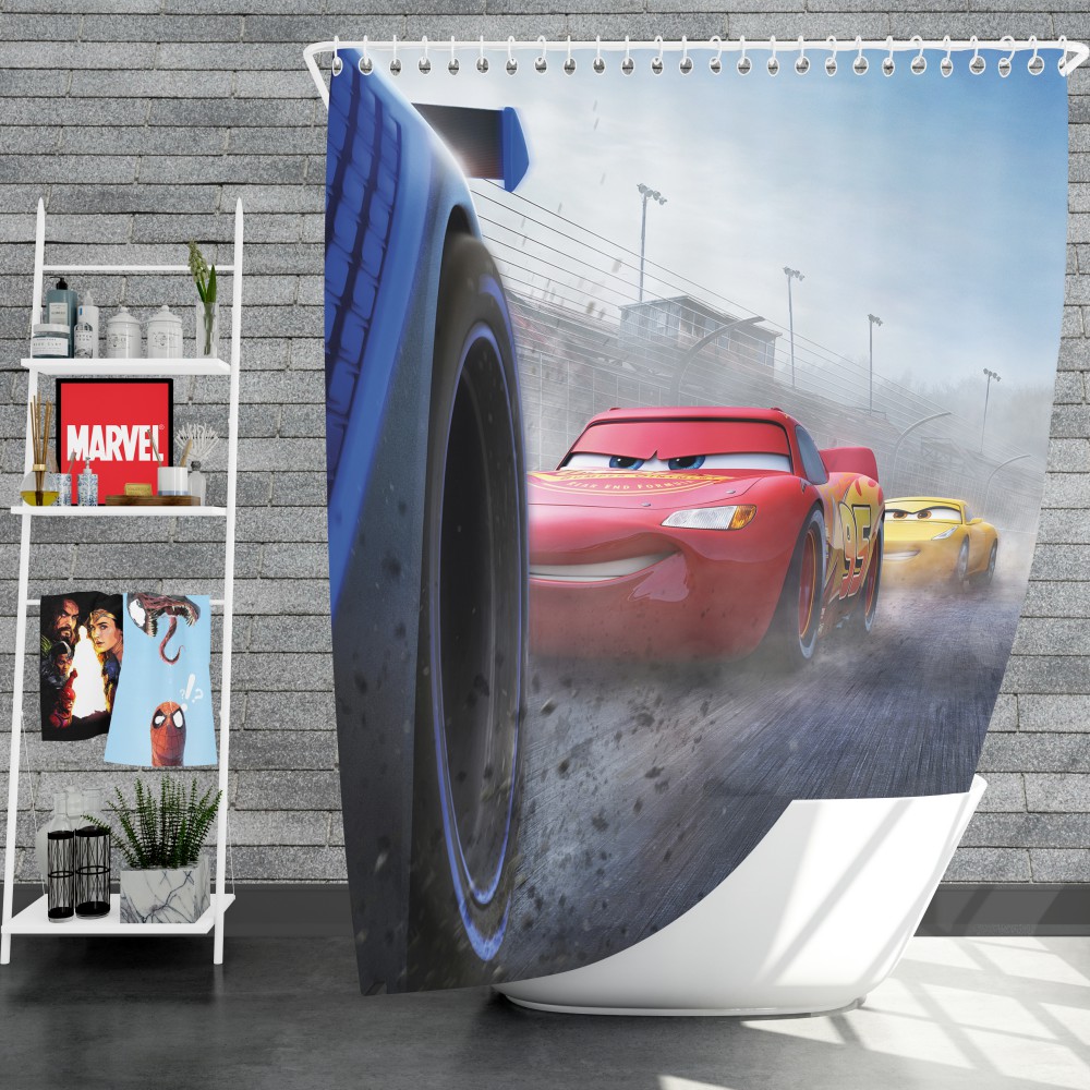 Cars 3 Movie Cruz Ramirez Jackson Storm Lightning Mcqueen Shower Curtain