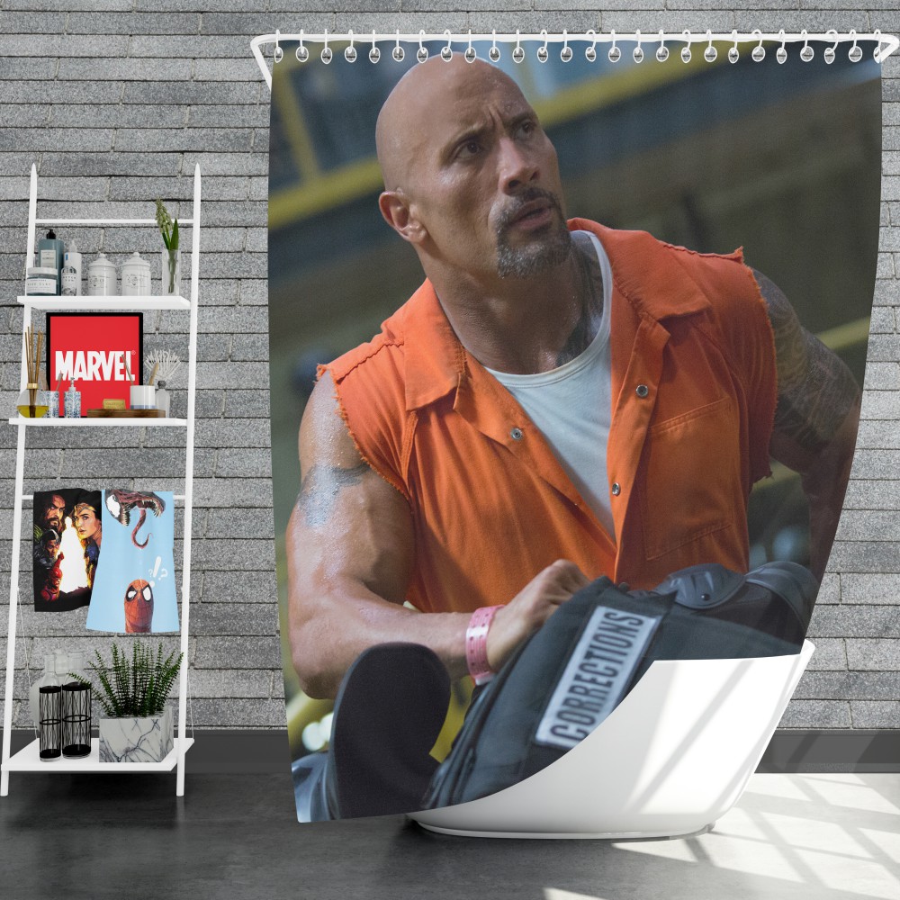 The Fate Of The Furious Movie Dwayne Johnson Luke Hobbs Shower Curtain