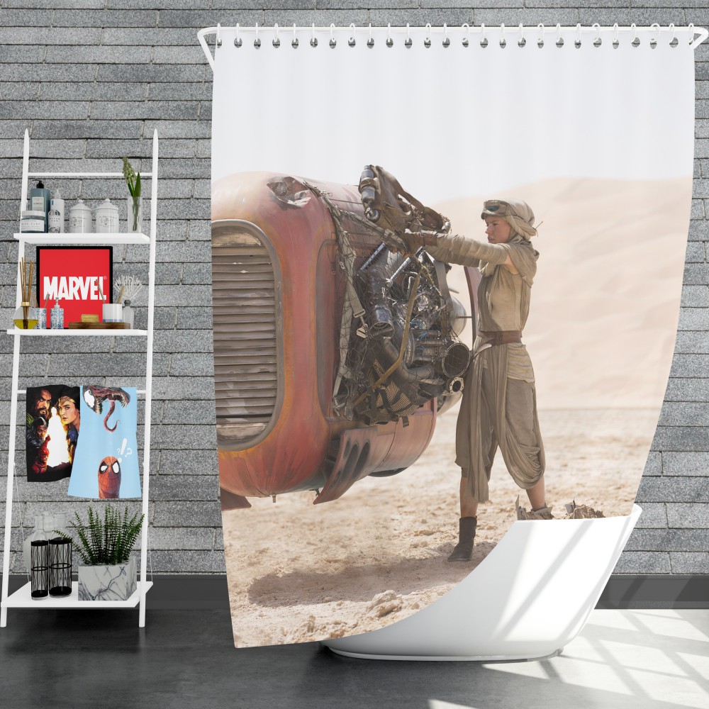 Star Wars Episode Vii The Force Awakens Movie Daisy Ridley Rey Star Wars Shower Curtain