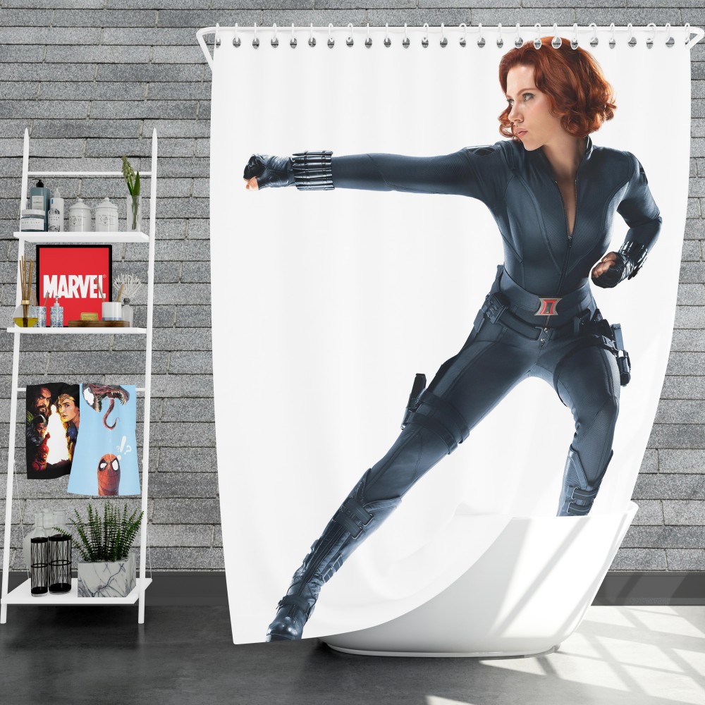 Black Widow In The Avengers Movie Scarlett Johansson Shower Curtain