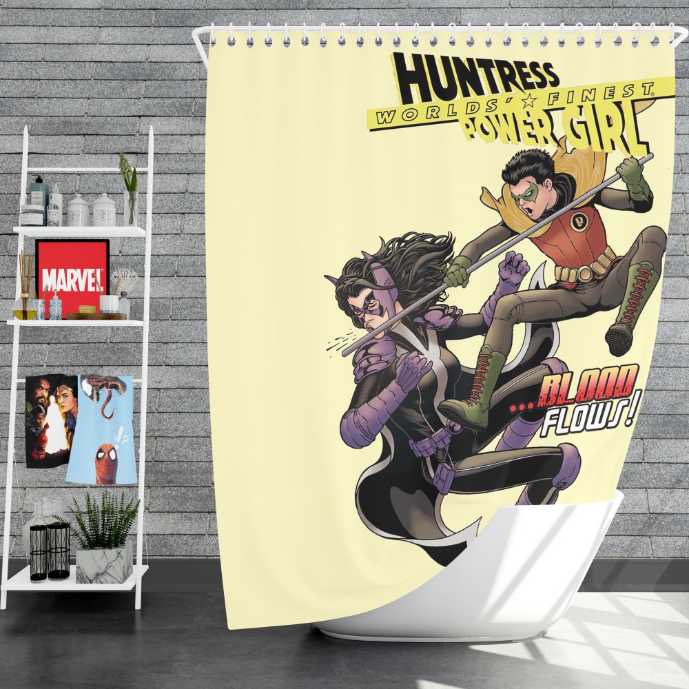 Huntress Worlds Finest Robin Dc Comics Shower Curtain