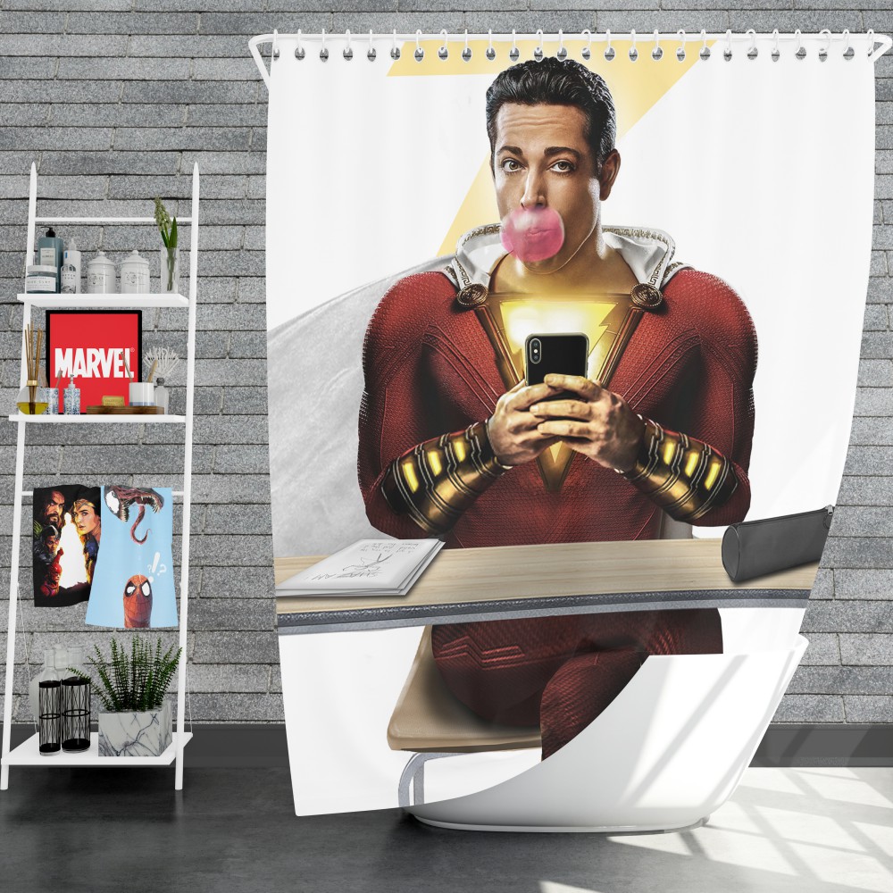 Shazam Movie Zachary Levi Dc Shower Curtain