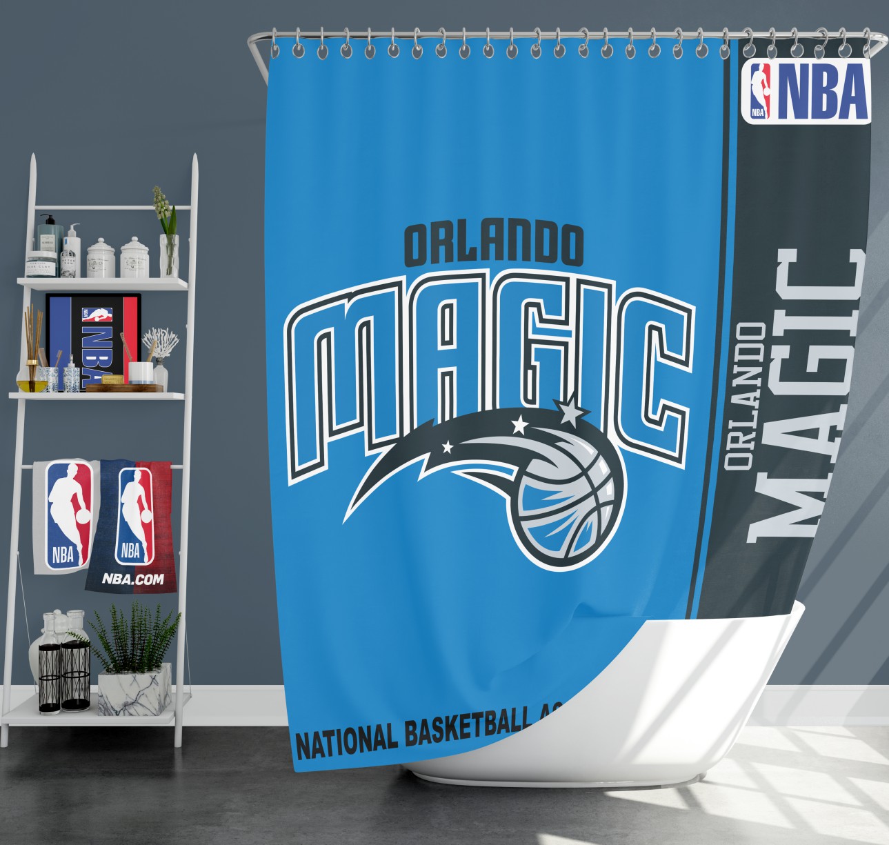 Orlando Magic Nba Basketball Bathroom Shower Curtain