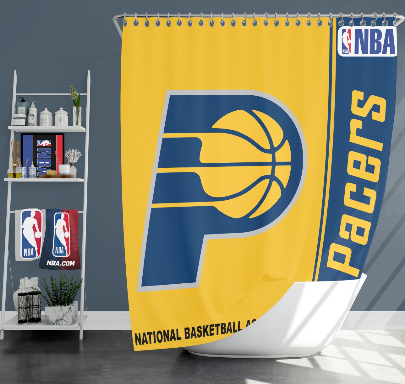 Indiana Pacers Nba Basketball Bathroom Shower Curtain