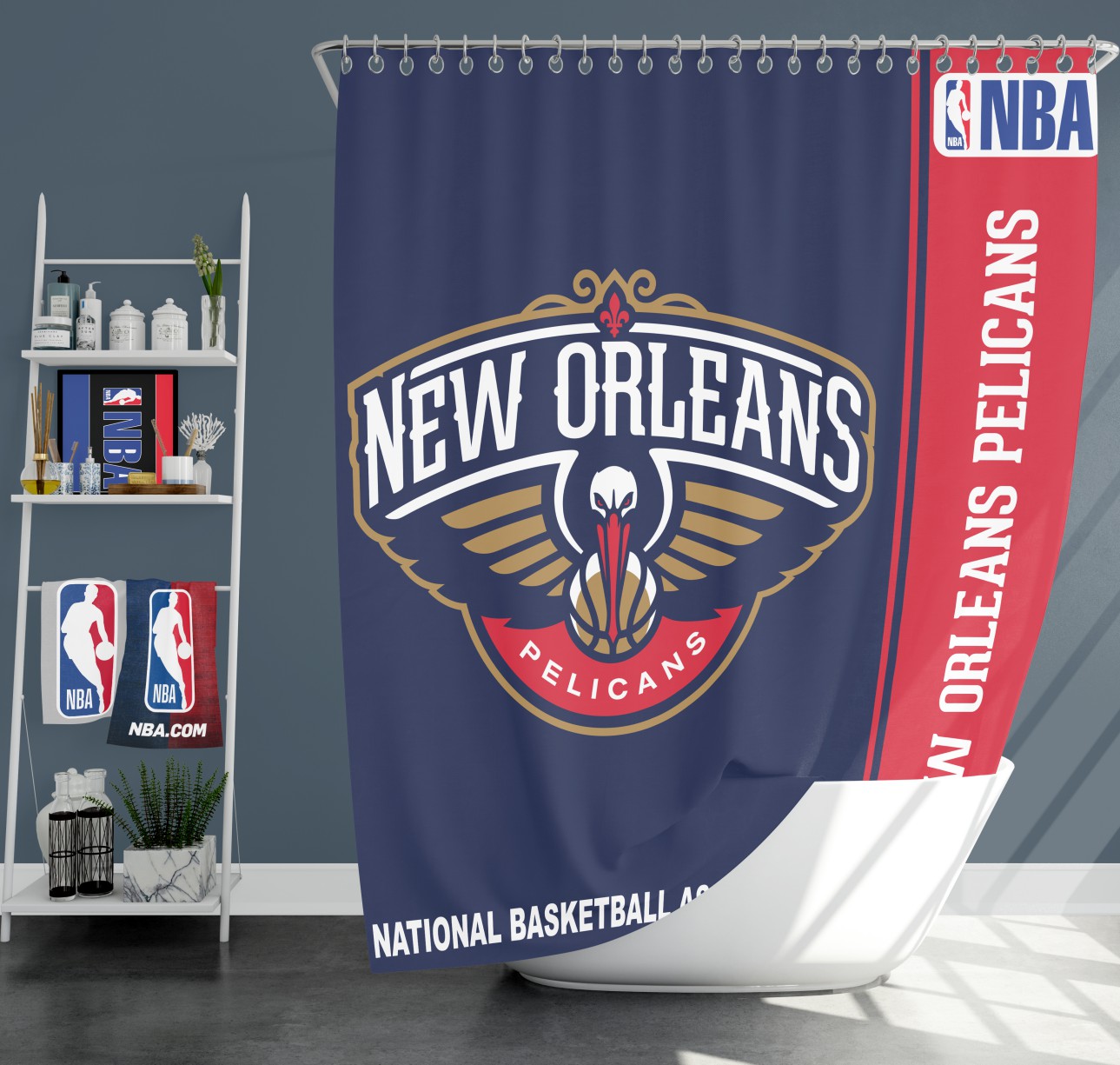 New Orleans Pelicans Nba Basketball Bathroom Shower Curtain