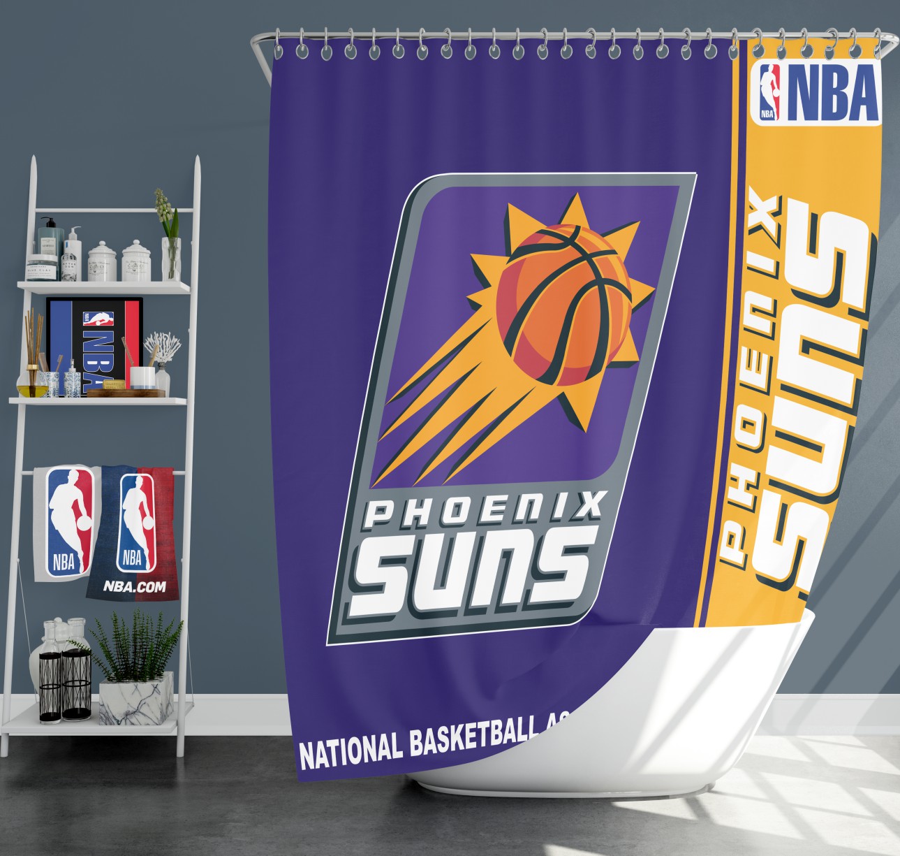 Phoenix Suns Nba Basketball Bathroom Shower Curtain