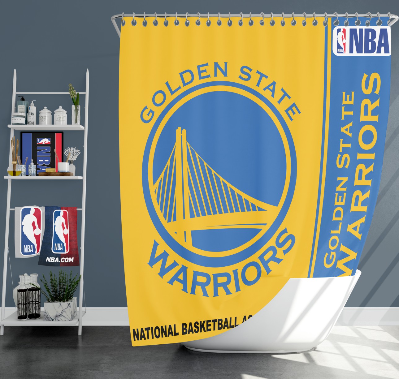 Golden State Warriors Nba Basketball Bathroom Shower Curtain