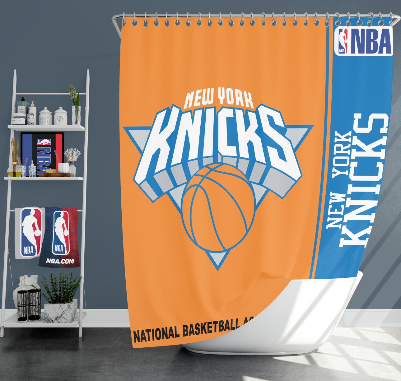 New York Knicks Nba Basketball Bathroom Shower Curtain