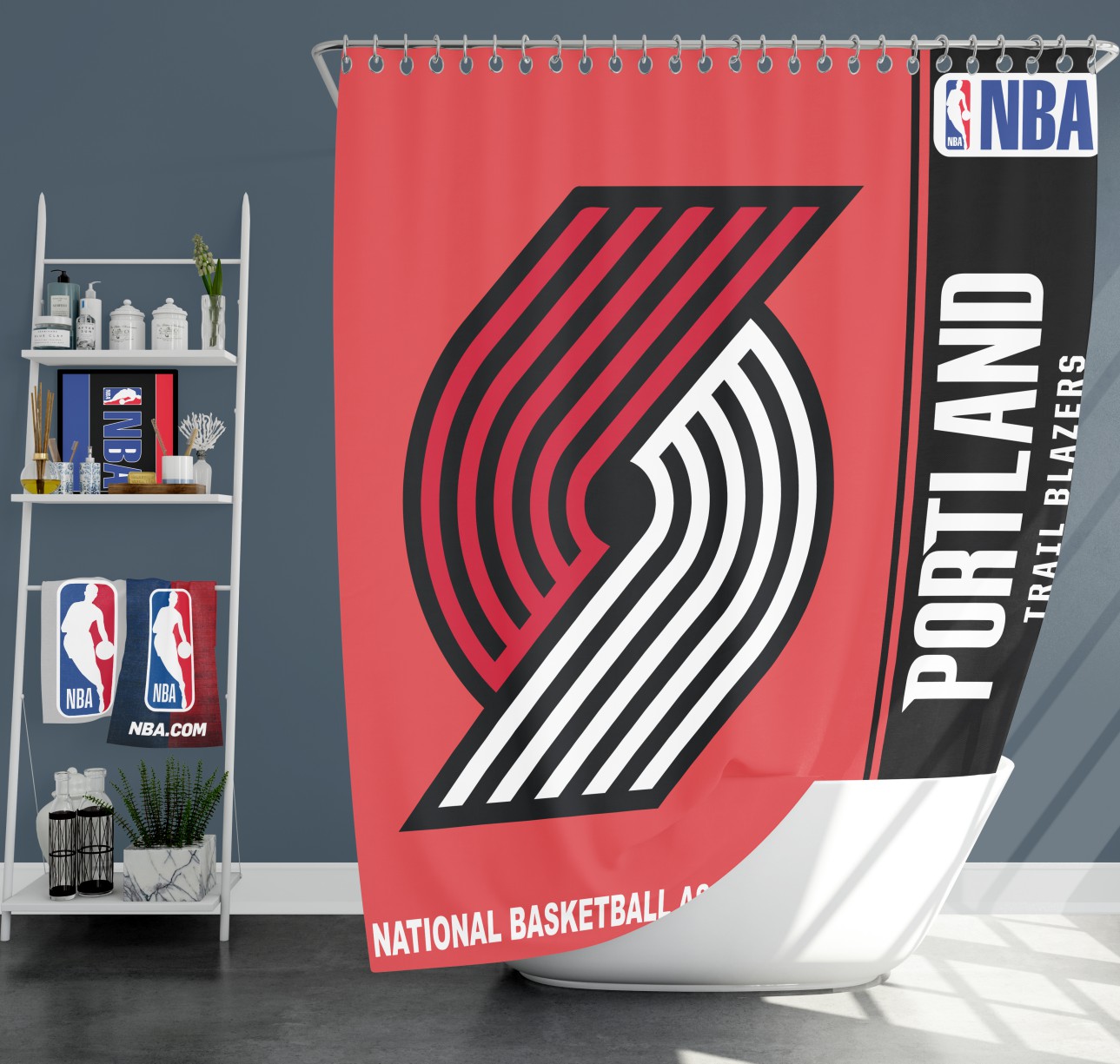 Portland Trail Blazers Nba Basketball Bathroom Shower Curtain