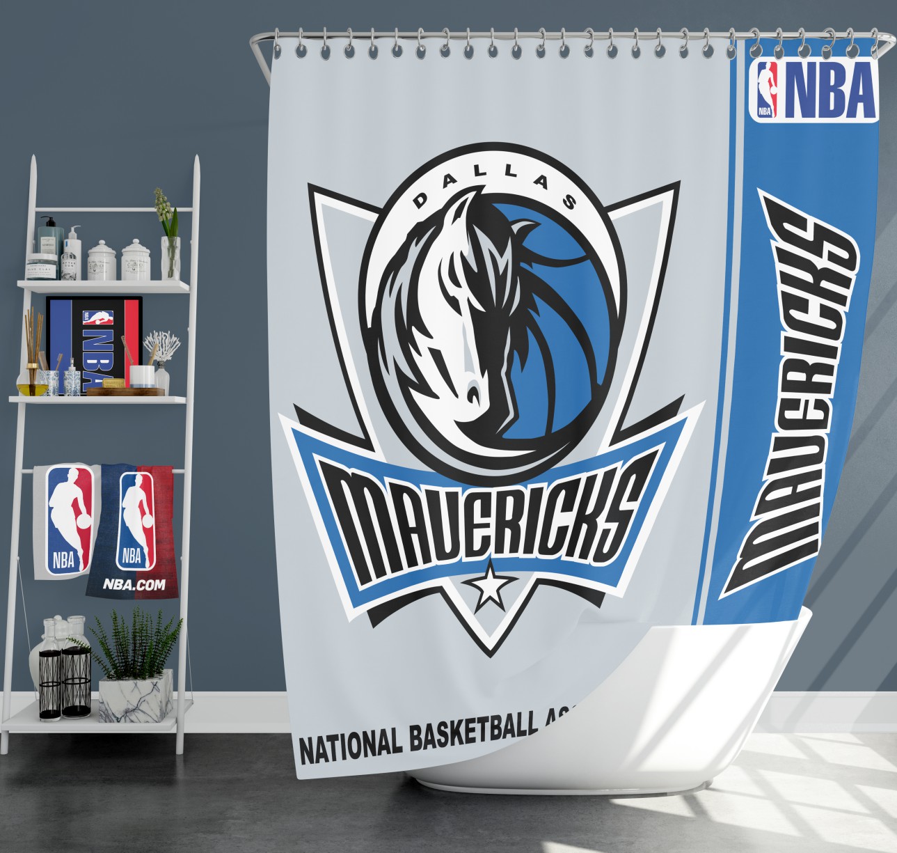 Dallas Mavericks Nba Basketball Bathroom Shower Curtain