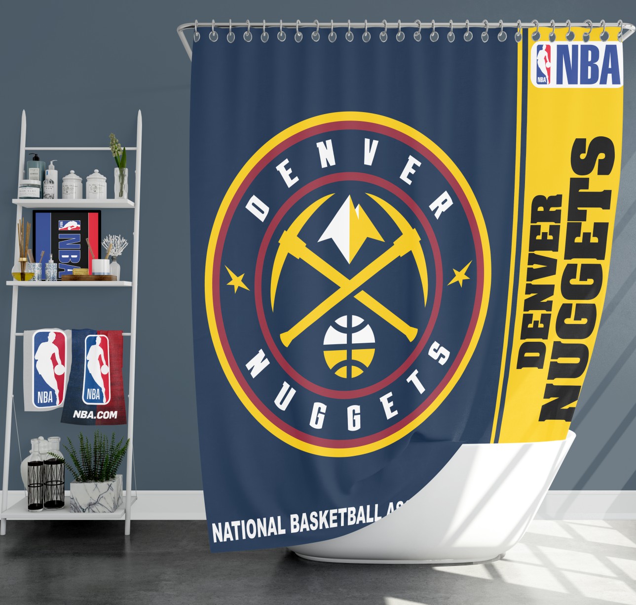 Denver Nuggets Nba Basketball Bathroom Shower Curtain