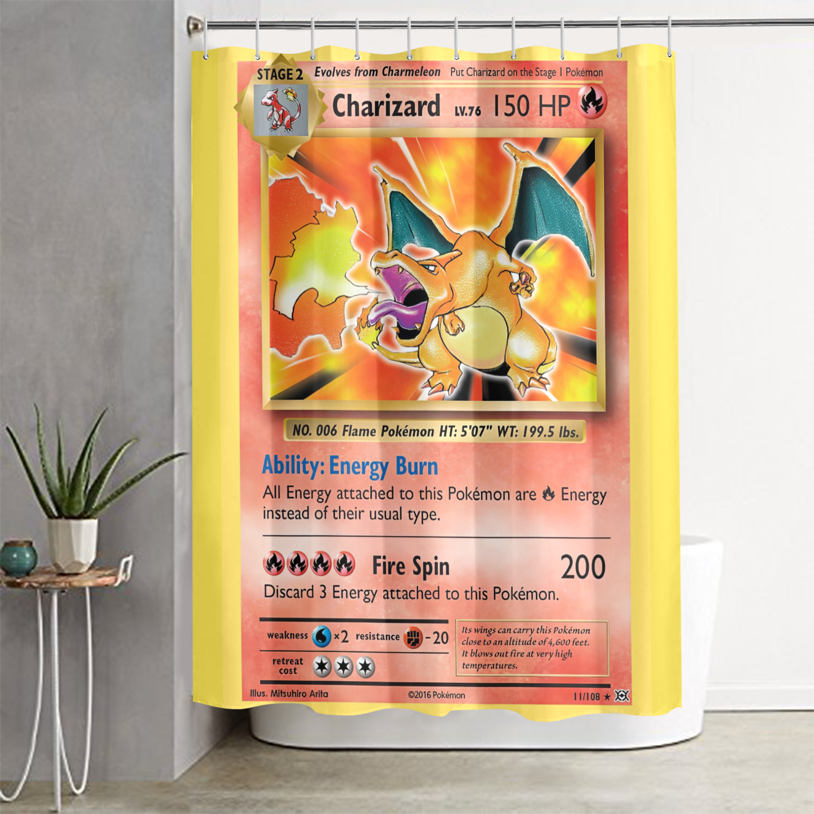 Charizard Card Shower Curtain