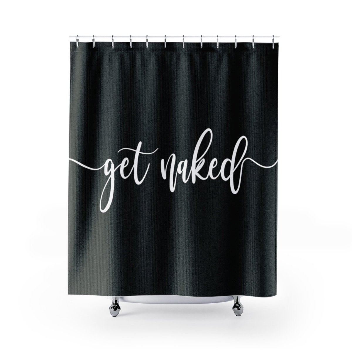 Get Naked Shower Curtain, Bath Decor, Funny Curtain