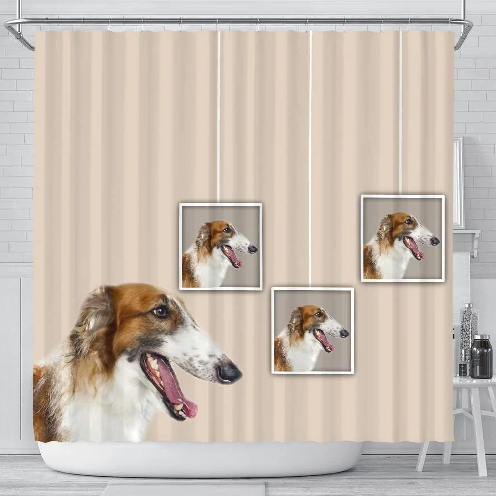 Cute Borzoi Dog Printed Shower Curtain For Dog Lovers