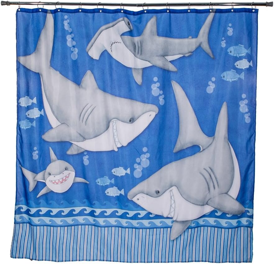 Fish And Sharks Underwater Shower Curtain For Ocean Lovers