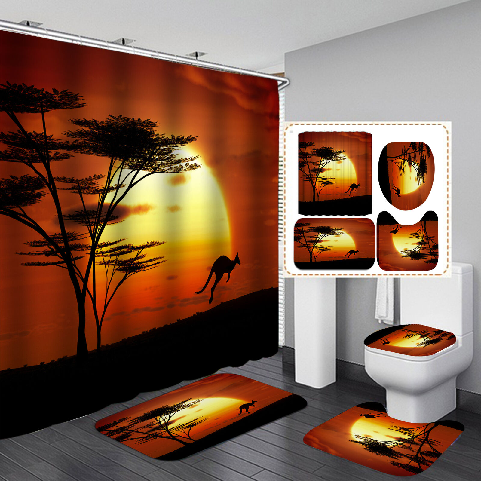 Enchanting Kangaroo Tropical Forest Shower Curtain For Nature Lovers