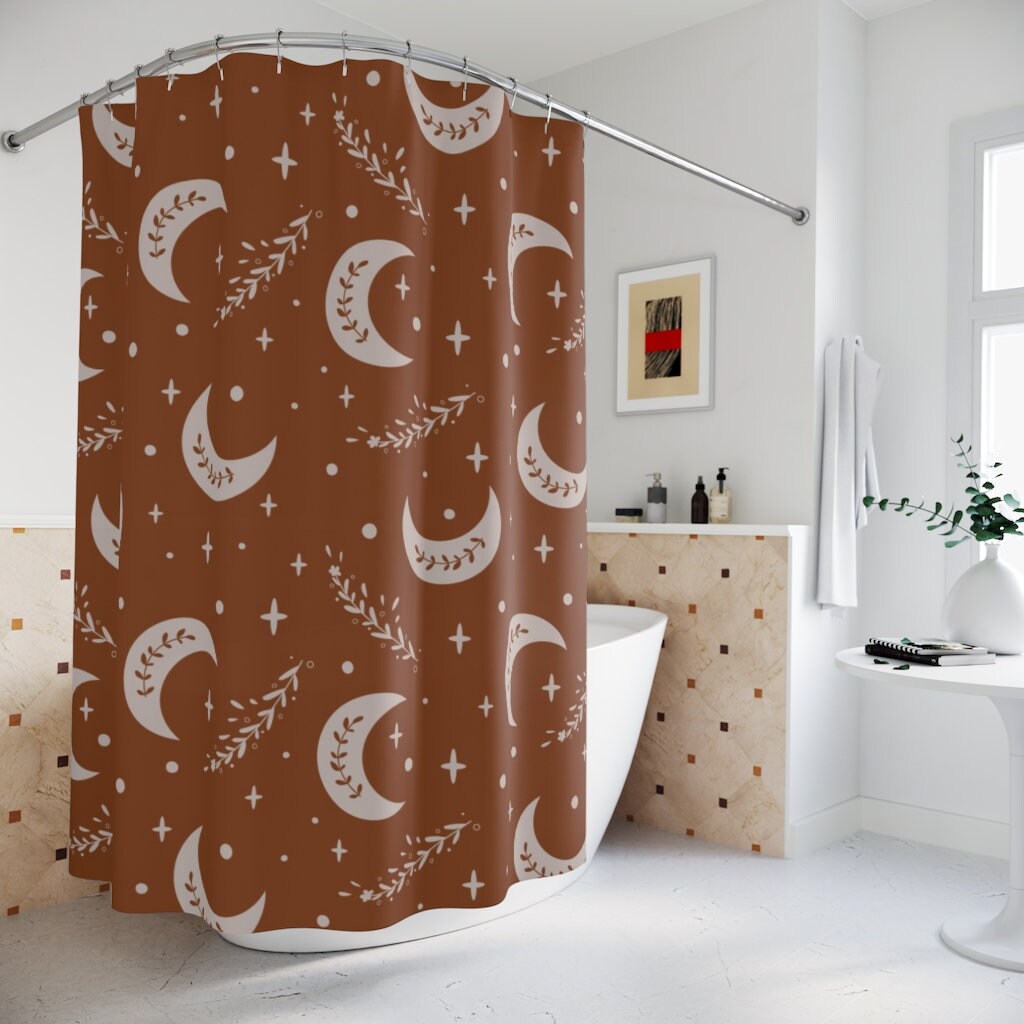 Ethnic Bohemian Floral Moon Shower Curtain With Personalized Nature Print