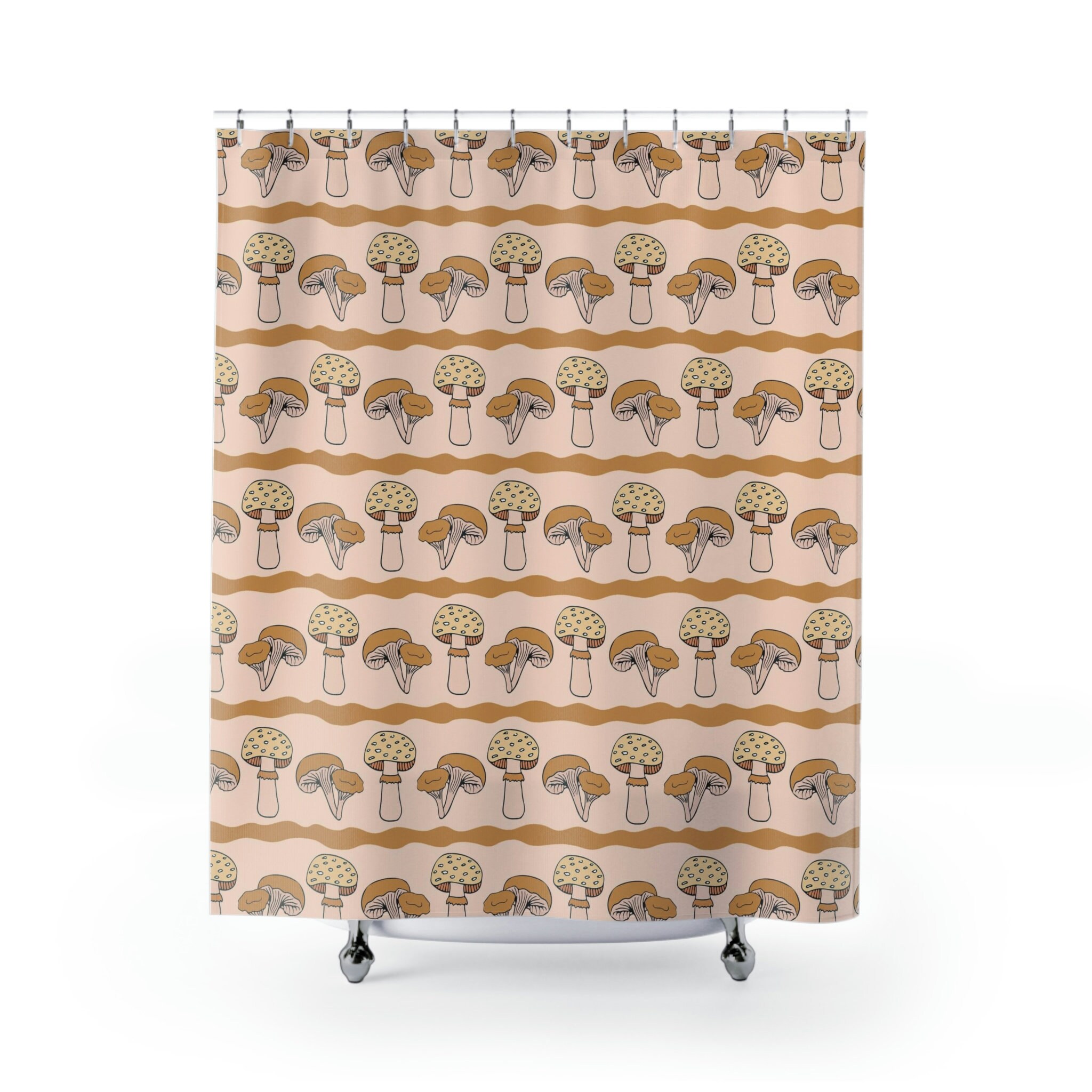 Cute Mushroomcore Boho Shower Curtain For Whimsical Bathroom Decor