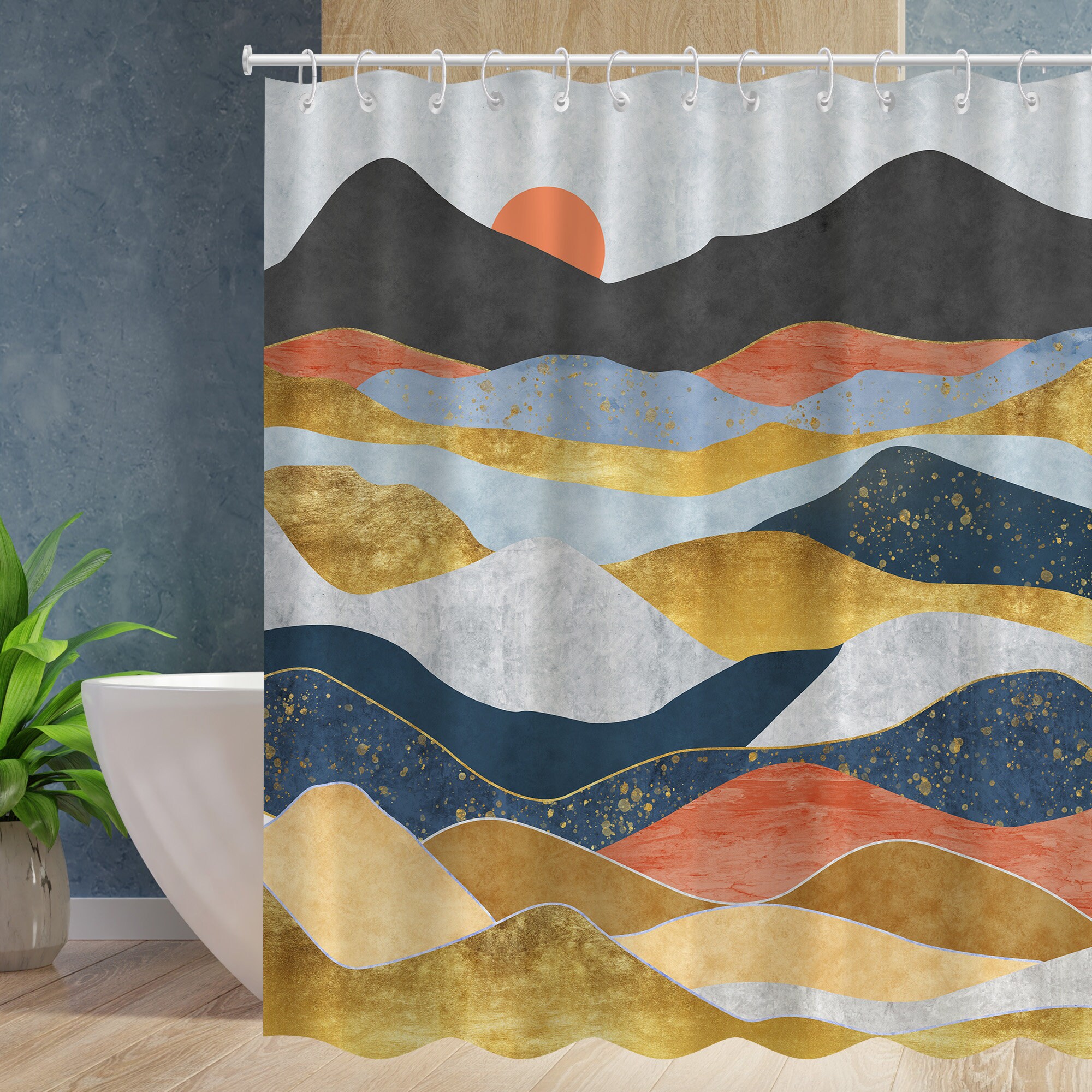 Mountain Forest Boho Shower Curtain For Nature Inspired Bathroom Decor