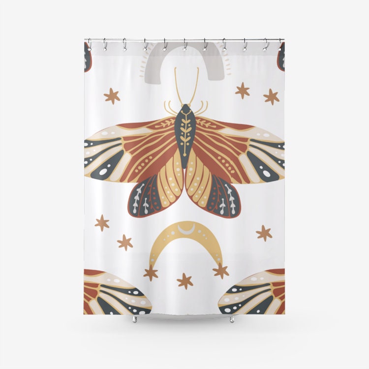 Colorful Boho Butterfly Shower Curtain Printed Fabric For A Vibrant Bathroom