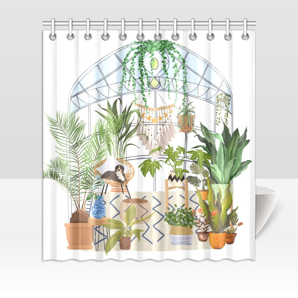Greenhouse Botanical Boho Shower Curtain Chill Place For The Gardeners Gift