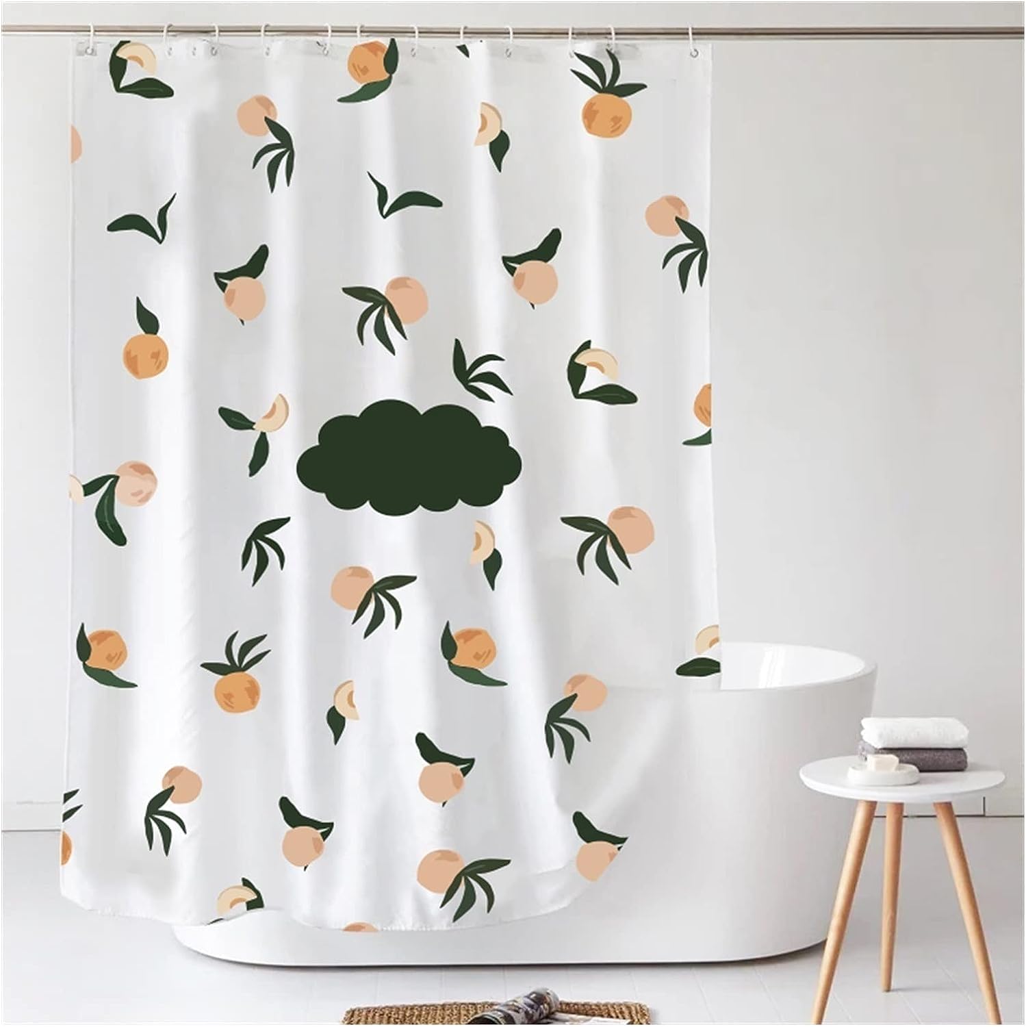 Peach Fruit Printed Pattern Shower Curtain For Bathroom Decor