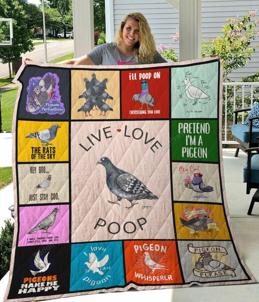 Pigeon Live Love Poop Quilt Blanket Greattomized Blanket G For Birthday C Thgiving